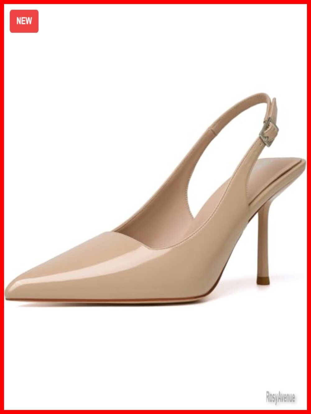Slingback Pump 3.54in Heel Closed Pointy Toe Buckle Dressy Evening Shoe